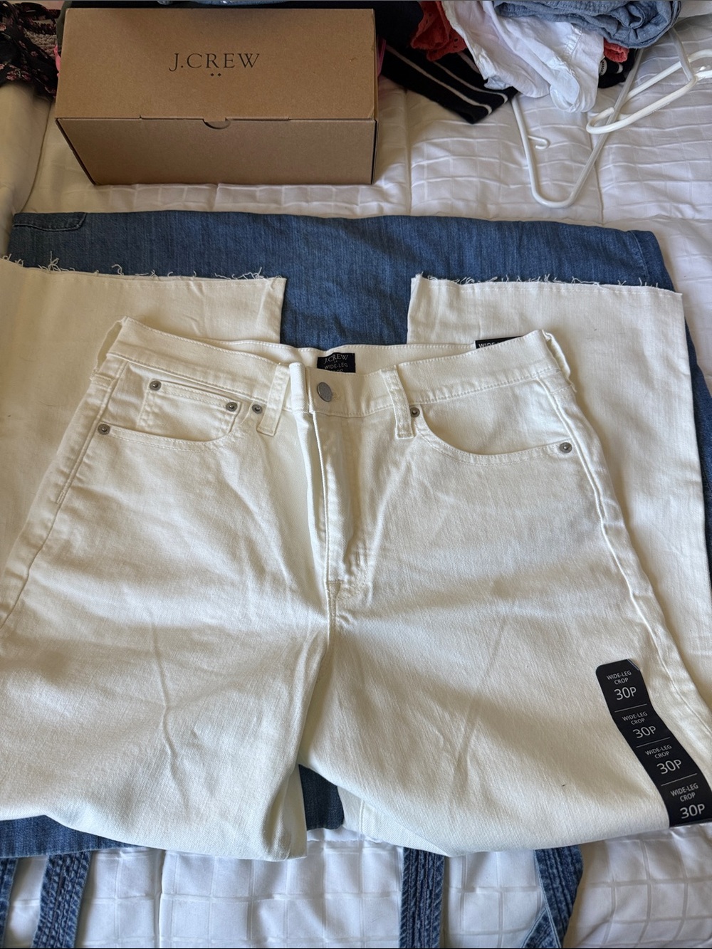 J. Crew Cream Wide-Leg Crop Jeans